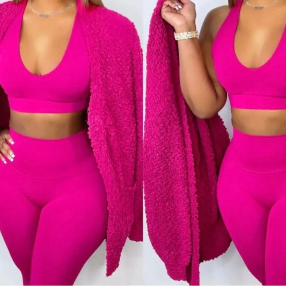 3 piece active set with cardigan sweater - Picture 1 of 1